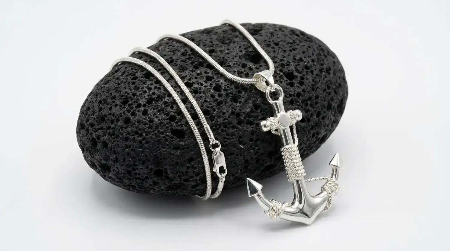 Preview: Halskette Calypso 925 Sterling Silber mit Anker Anhänger